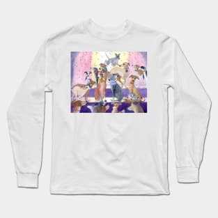 Whippet and greyhound dogs at their fashion parade Long Sleeve T-Shirt